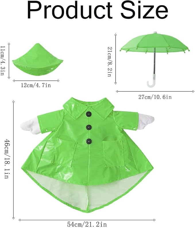 Raincoat Porch Goose Outfits,Spring Summer Lawn Goose Statue Raincoat Clothes,Fits 23" Geese Statue, for Summer Outdoor Patio Yard Lawn Garden Decoration (Raincoat-Green)