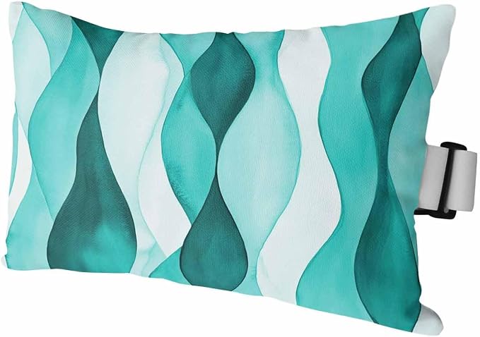 Outdoor Pillow for Chaise Lounge Chair Teal Green Gradient Ripples Outdoor Pillows Waterproof with Adjustable Strap Headrest Lumbar Pillows for Garden Patio Furniture 1 Pack 11" x 16"
