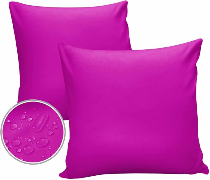 Outdoor Waterproof Throw Pillow Covers Set of 2 Rosy Red Pillowcases 24x24 Inches Solid Pink Color Patio Decorative Pillows Cushion Case Patio Pillows for Couch Bed Chair Garden