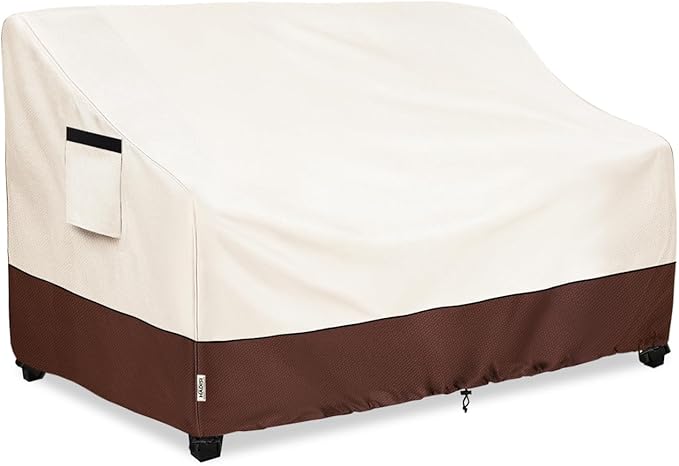 3-Seater Heavy Duty Patio Bench Loveseat Cover,100% Waterproof Outdoor Sofa Cover 79" W x 38" D x 35" H,Patio Furniture Couch Covers(Beige)