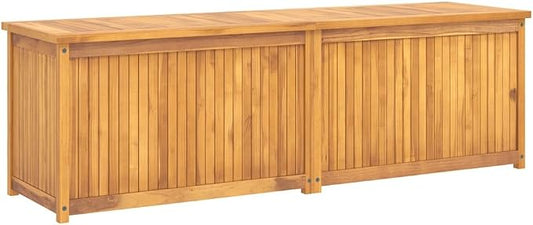 Large Outdoor Patio Storage Box 68.9x19.7x21.7 Inch Solid Teak Wood Garden Chest with Easy Open Lid for Cushions, Tools, Accessories - Weather Resistant & Spacious Deck Box