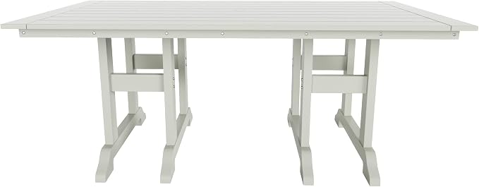 WestinTrends Ashore 6 Pieces Adirondack Patio Dining Set with Bench, All Weather Poly Lumber Slatted Outdoor Furniture Set, 71" Trestle Table and 4 Adirondack Chair and Outdoor Bench, Sand