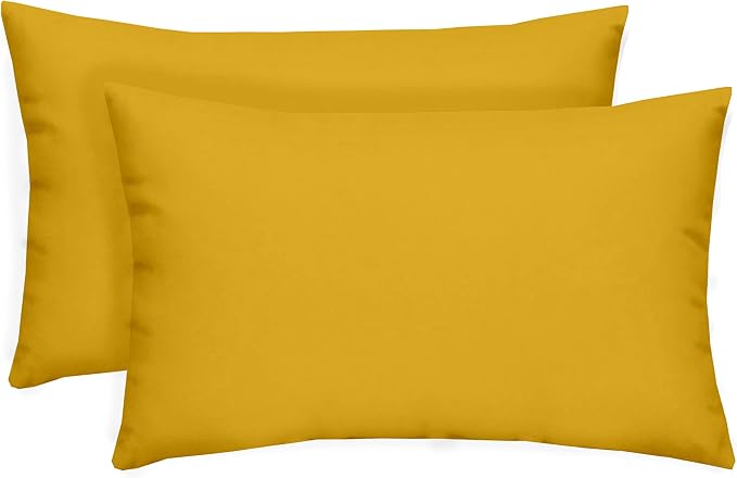 RSH Décor - Jumbo Lumbar Pillow Covers – Set of 2 | 26" x 16" | Outdoor Use – Patio, Lounge, Adirondack, Deck | Water & Fade-Resistant | Includes Down-Alternative Inserts | Yellow