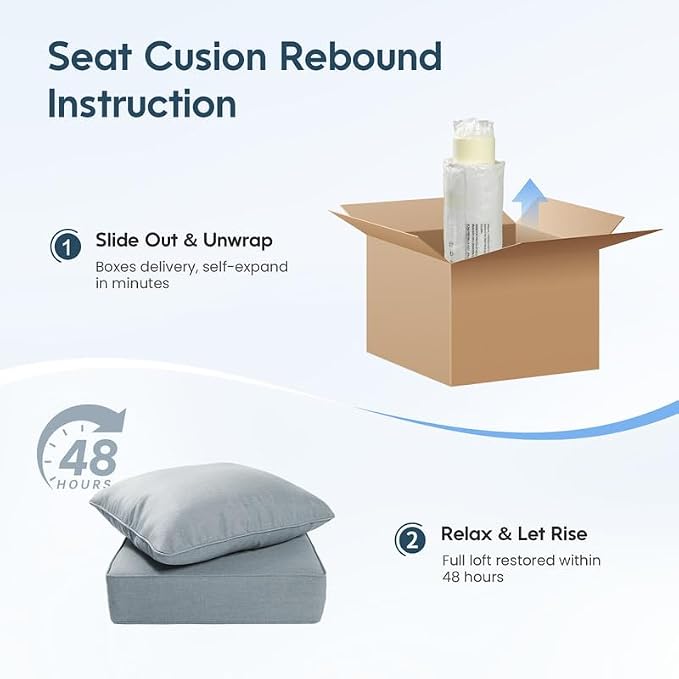 Luxury 22*24*6in Outdoor Patio Cushions, 6 Pieces Sky Blue Outdoor Cushion | 6'' Thick Outdoor Cushions, Water-Resistant, Reversible, Removable Cover, for Patio Chairs Sofa Couch Loveseat