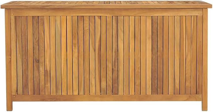 Wooden Garden Patio Storage Box with PE Bag, Deck Storage Container Box for Patio Cushions and Gardening Tools, 44.9"x19.7"x22.8" Solid Wood Teak -AA