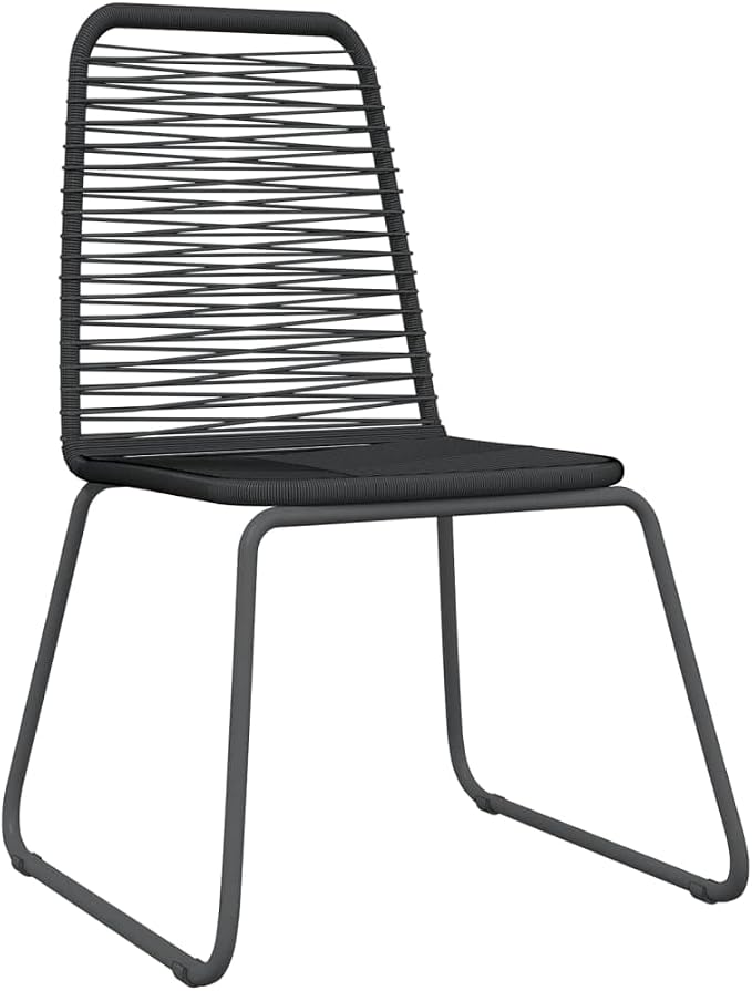 3 Piece Patio Dining Set - Outdoor Bistro Furniture Set with Glass Top Square Table and 2 PE Rattan Wicker Chairs for Garden, Balcony, Backyard and Porch, Black