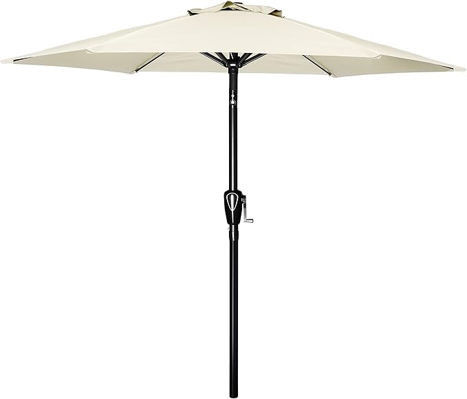 Simple Deluxe 7.5ft Patio Umbrella Outdoor Table Market Yard Umbrella with Push Button Tilt/Crank, 6 Sturdy Ribs for Garden, Deck, Backyard, Pool, Beige