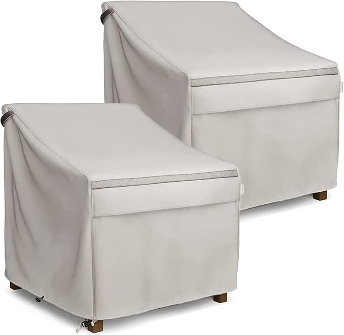 MR. COVER Waterproof Patio Chair Covers, Lounge Deep Seat Covers for Outdoor Furniture, 35W x 38D x 31H Inches, Heavier Materials, Beige (2-Pack)