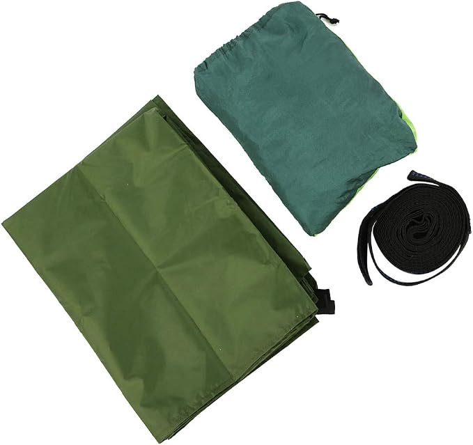 Portable Hanging Camping Hammock with Net and Rain Canopy, Outdoor Hammock for Courtyard Garden Beach Travel, 210T Nylon Hammock with Steel Buckles for 2 Persons