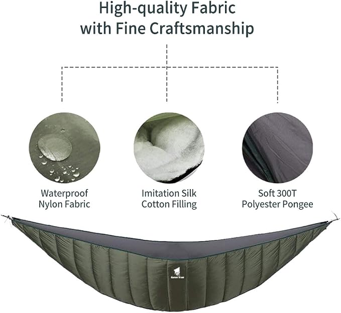 Hammock Underquilt, Lightweight Portable Outdoor Camping Underquilt with Elastic Rope & Steel Buckle, Warm Insulation for Single & Double Hammock Outdoor Use (Brown)