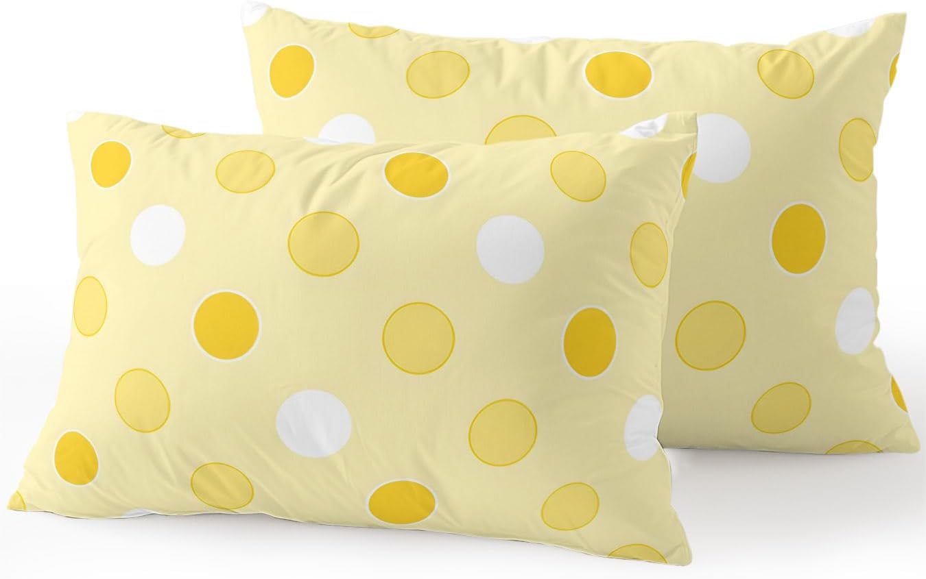 Waterproof Outdoor Pillow Set of 2 Yellow Polka Dots Decorative Throw Pillows Cover & Insert 20x12 Inch Lumbar Pillowcase Funny Circles Spots Pillows for Couch Sofa Bed Patio Furniture Indoor Outdoor