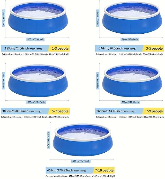 Montary Extra Large 120"x120"x30" Inflatable Swimming Pool for Family- Thickened Backyard Summer Pool, Outdoor Blow Up Design with Coil Mesh, Foldable & Portable
