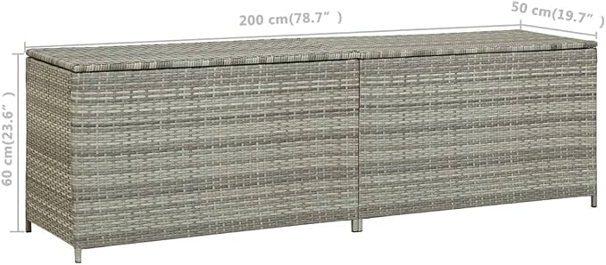 Patio Storage Box with PE Liner 78.7"x19.7"x23.6" Gray Outdoor Deck Box for Poolside Furniture Cushions Gardening Tools and Patio Decor