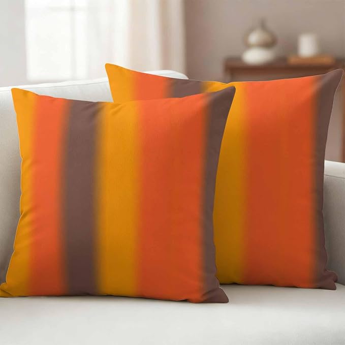 Color Striped Gradient Outdoor Pillow Covers Set of 2 Modern Orange Yellow Brown Minimalist Waterproof Throw Pillow Cover Decorative Cushion Cases for Patio Porch Garden 24X24 Inch