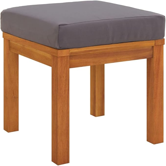 6 Piece Patio Dining Set with Cushions Solid Wood Acacia Outdoor Garden Furniture Table Benches Corner Sofa Footstools for Lawn Backyard Deck Entertaining