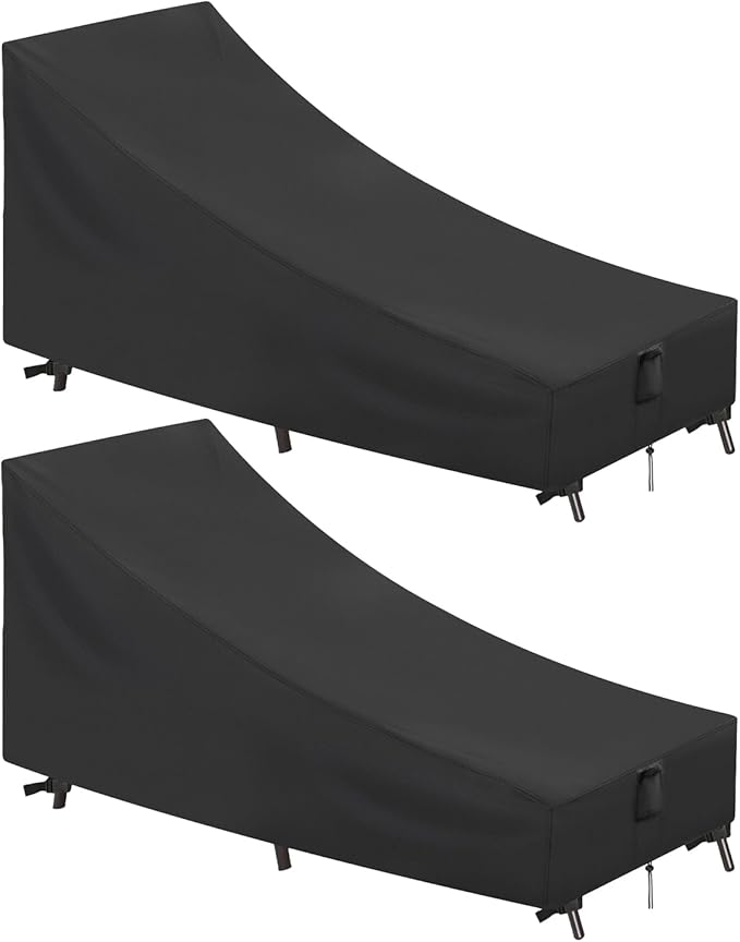 Outdoor Patio Chaise Lounge Covers, 2 Pack Waterproof Lounge Chair Covers for Patio Furniture, Swimming Pool Lounge Chairs Cover - 80 x 28 x 32 Inch