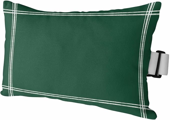 Outdoor Pillow for Lounge Chair with Strap & Insert Solid Color Recliner Head Pillow Olive Green Vintage Waterproof Headrest Patio Lumbar Pillows for Beach Pool Office Chaise Chair 12x20 Inch