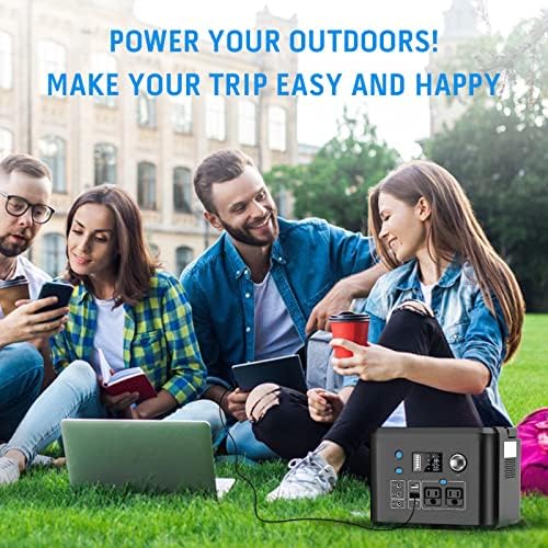350W Solar Generator, Powkey 60W Solar Panel and 10W USB LED Light Kit, 70,000mAh Power Bank with AC Outlets, 9 Outports Power Station for Outdoors Camping Travel Hunting Emergency