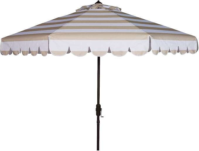 9ft Market Patio Umbrella Replacement Canopy, UV Protective, Fade Resistant, Vented Design for Outdoor Use (Beige White Stripe)