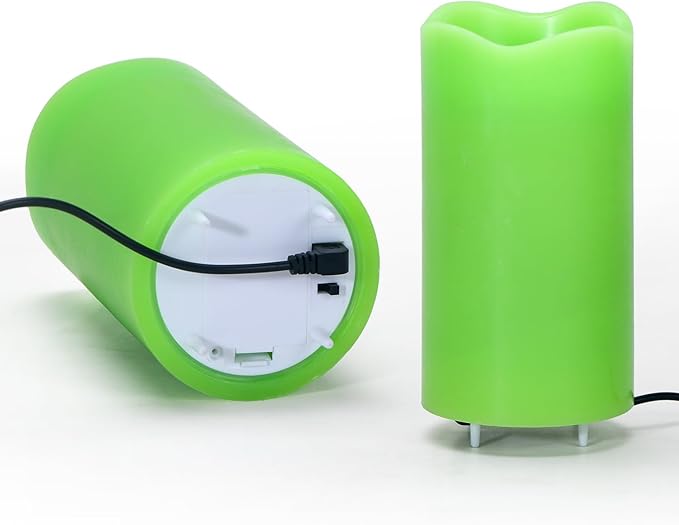 XingsLight St Patricks Day Decorations Flameless Candles with Lucky Clover Projector, Green LED Candle with Remote and Timer