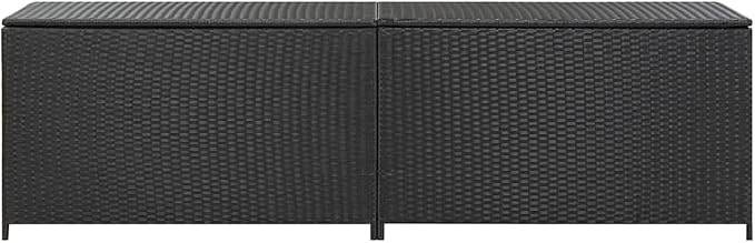 Outdoor Storage Box, Large Poly Rattan Deck Chest for Garden Cushions and Patio Essentials, Powder-Coated Steel Frame, Sleek Black Rectangular Bin, 78.7 x 78.7 x 23.6 Inches