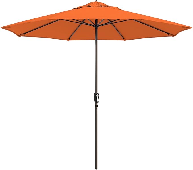 California Umbrella 10-Year Protection 9 Ft Outdoor Patio Umbrella, Pacifica Fade-Resistant Fabric, Auto-Tilt, Heavy Duty Aluminum Frame, 8 Reinforced Ribs for Pool or Deck, Bronze Pole, Tuscan