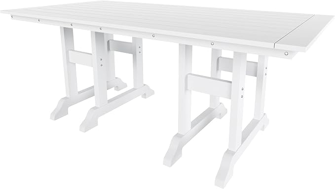 WO Home Furniture Adirondack Patio Dining Chair Table Bench Set of 6 PCS Rectangle Dinner Table Dining Armless Chairs (White)