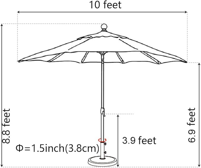 EliteShade USA 10-Year-Non-Fading 10Ft Market Patio Umbrella, UPF 50+ UV Protection Performance Sun Umbrella, Heavy Duty Commercial Grade Outdoor Table Umbrella with Crank & Tilt, Windproof Vented Top for Garden, Pool, Deck and Outdoor Playsets, Navy Blue