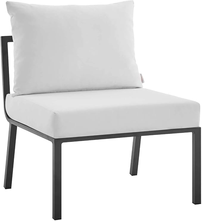 Modway Riverside 4 Piece Sectional Set with Armchair and Table, 61. 5" L x 114" w x 28" H, Gray White