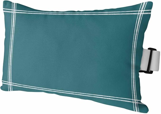 Outdoor Pillow for Lounge Chair with Strap & Insert Solid Color Recliner Head Pillow Turquoise Waterproof Headrest Patio Lumbar Pillows for Beach Pool Office Chaise Chair 12x20 Inch