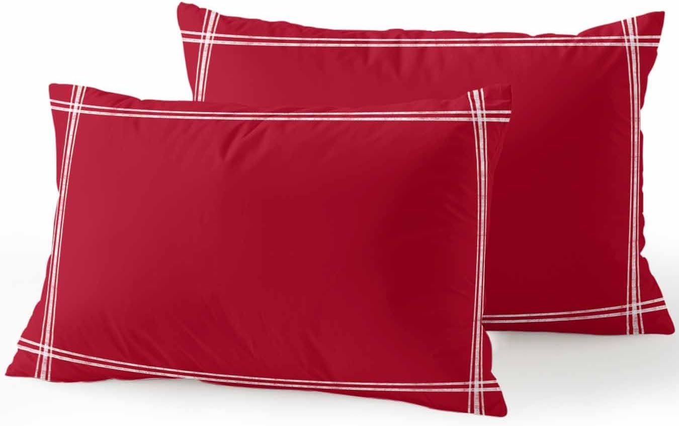 Vandarllin Waterproof Outdoor Pillow Set of 2 Red Decorative Throw Pillows Cover & Insert 20x12 Inch Lumbar Pillowcase Solid Color Pillows for Couch Sofa Bed Patio Furniture Indoor Outdoor