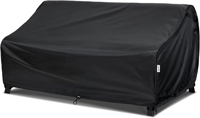 Waterproof 88W×40D×33H Outdoor Sofa Cover - Heavy-Duty 3-Seater Patio Bench Protector, Fits 86-88 Inch Furniture with Anti-Wind Straps & Air Vents, All-Weather Black
