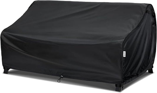 Waterproof 88W×40D×33H Outdoor Sofa Cover - Heavy-Duty 3-Seater Patio Bench Protector, Fits 86-88 Inch Furniture with Anti-Wind Straps & Air Vents, All-Weather Black