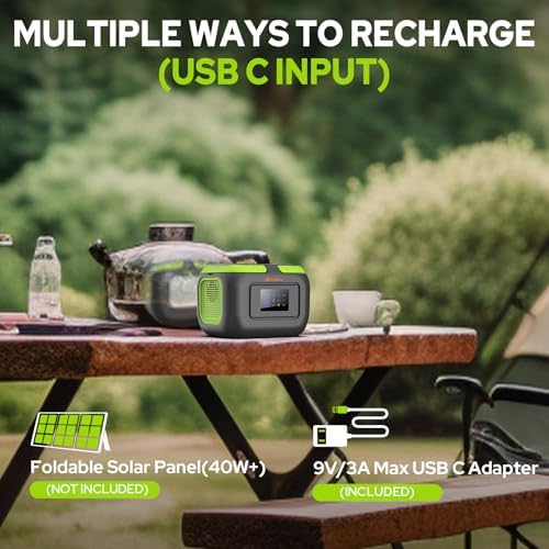 Portable Power Station with Foldable 40W Solar Panel, 300W Solar Powered Generator with Panels,110V AC Outlet Camping Solar Power Bank Generators Battery Pack for Laptop Home RV Outdoor Power Outage