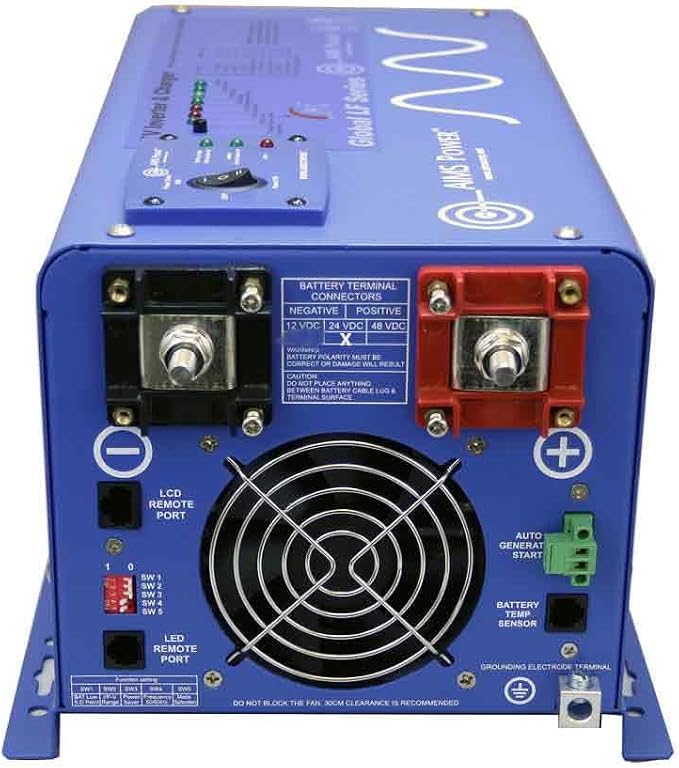 AIMS 6000W 24V Pure Sine Inverter Charger w/Transfer Switch 120/240V