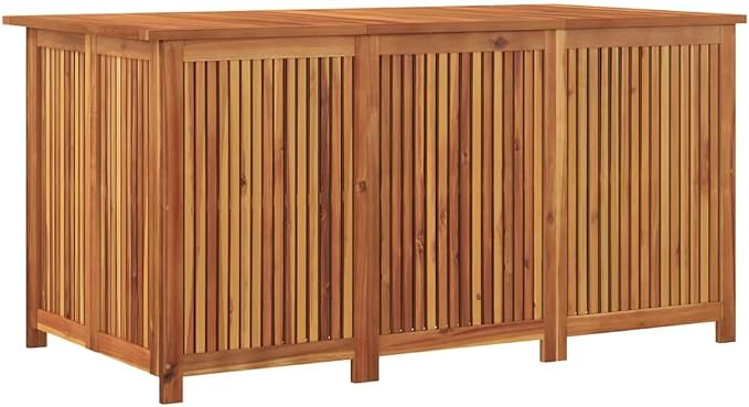 Outdoor Garden Storage Box 59 x 31 x 30 Inch, Large Capacity Patio Deck Chest for Furniture Cushions, Garden Tools, Solid Acacia Wood Container with Water-Resistant Inner Bag, Brown