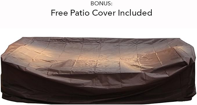 Ohana Outdoor Patio Wicker Furniture 7 Piece Gray Wicker Sectional Conversational Set with Free Patio Cover - Red