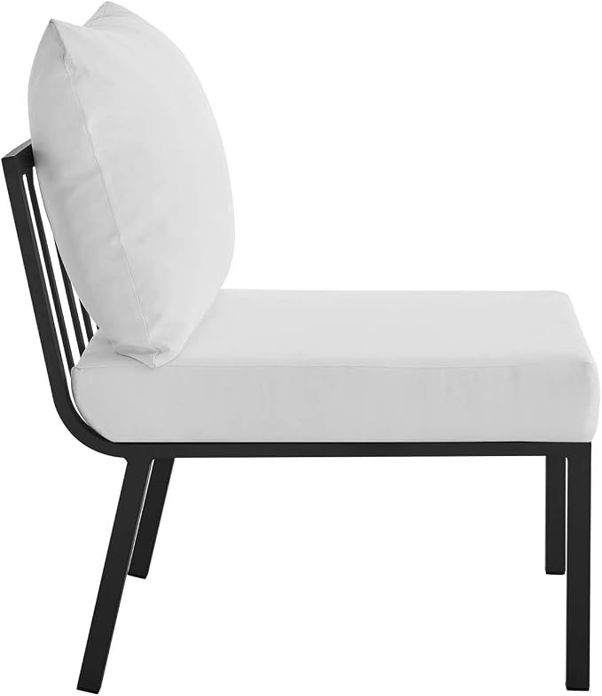 Modway Riverside 4 Piece Sectional Set with Armchair and Table, 61. 5" L x 114" w x 28" H, Gray White