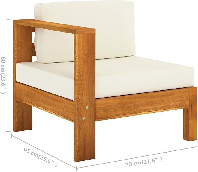 8 Piece Patio Lounge Set with Cream White Cushions,Outdoor Couch,Patio Bar Set,Modern Outdoor Furniture,Dining Bench with Back,Bistro Set,for Patio Deck Garden,Backyard & Lawn,Acacia Wood