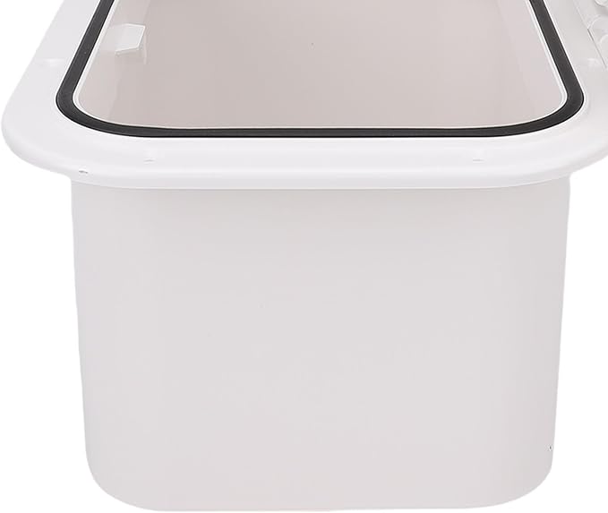 Tbest Marine Boat Storage Box ABS Plastic Embedded Deck Compartment Organizer for Fishing Gear Tools Bait Accessories White 37.5 x 27 17.5cm