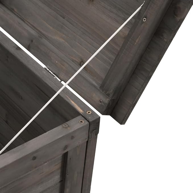Outdoor Storage Box Garden Storage Anthracite Solid Fir Wood Large Deck Box for Cushions, Gardening Tools Pool Toys Patio Furniture Accessories