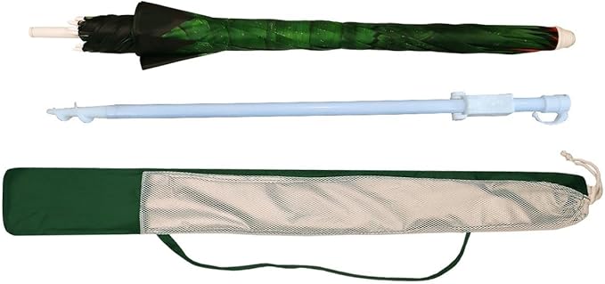 6.5 ft Outdoor Beach Umbrella with Tilt, Sand Anchor, Telescoping Pole UV Protection UPF 50+ (6.5ft, Palm Tree)
