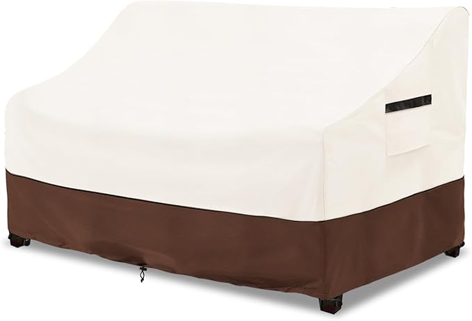 sileyo Patio Sofa Covers,100% Waterproof 3-Seater Outdoor Loveseat/Bench Cover,Patio Furniture Covers,76" Wx 32" Dx 32" H,Beige&Brown