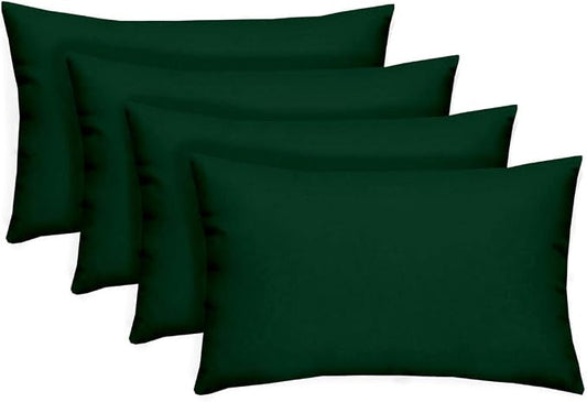 RSH DECOR: Lumbar Throw Pillows Set of 4 | 20” x 12" | All-Weather Spun Fabric | Water and Fade-Resistant | Outdoor Support Pillows for Patio Furniture | Hunter Green