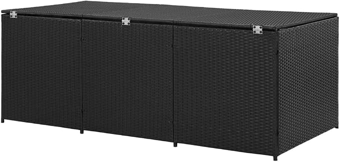 Storage Chest Black Polyethylene Rattan Large Garden Storage Box Outdoor Storage