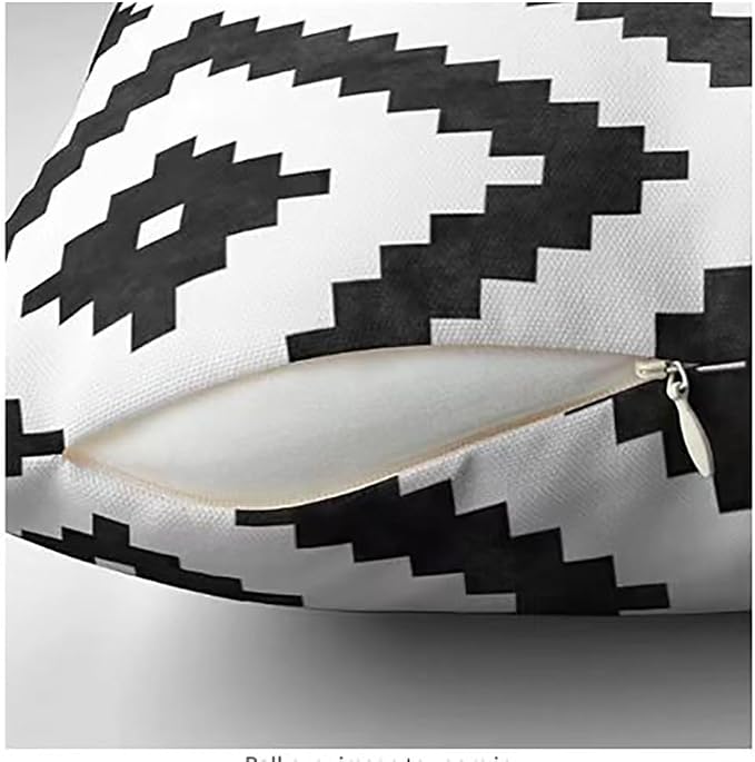 Pack of 4 Waterproof Outdoor Indoor Throw Pillow Covers 18x18 Inches Boho Black White Pillowcases Double Side Printed Cushion Covers for Garden Patio Furniture Sunbrella Sofa Couch, 45X45 cm