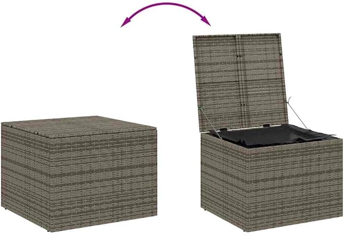 Garden Storage Box 76.9 Gallon Poly Rattan Deck Box for Outdoor Patio Cushions and Tools Rectangular Woven Storage Bin for Garden and Terrace Grey 31.5 x 29.5 x 23.2 in