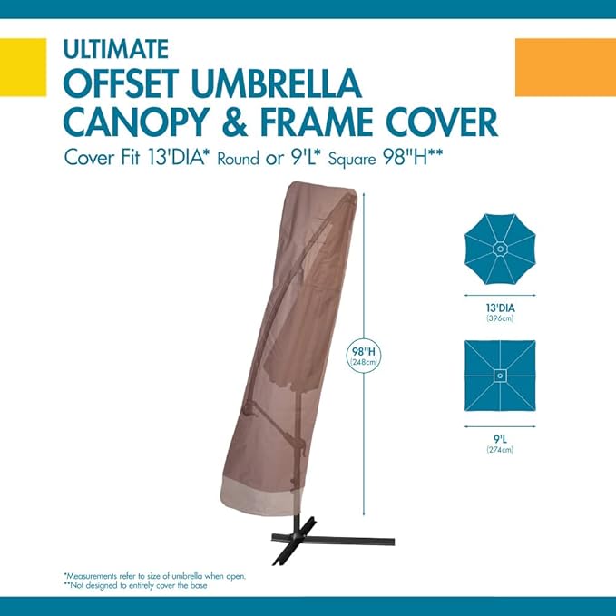 DUCKCOVERS Ultimate Waterproof 101 Inch Patio Offset Umbrella Cover with Integrated Installation Pole, Patio Furniture Covers