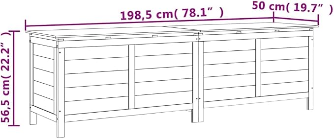 Outdoor Garden Storage Box 78.1 in x 19.7 in x 22.2 in, Large Wooden Deck Organizer for Patio Cushions, Tools and Pool Accessories, Weather-Resistant Fir Wood Storage Bin