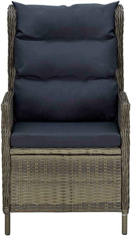 9 Piece Patio Dining Set with Cushions, Brown Poly Rattan Outdoor Furniture with Powder-Coated Steel Frame and Glass Tabletop